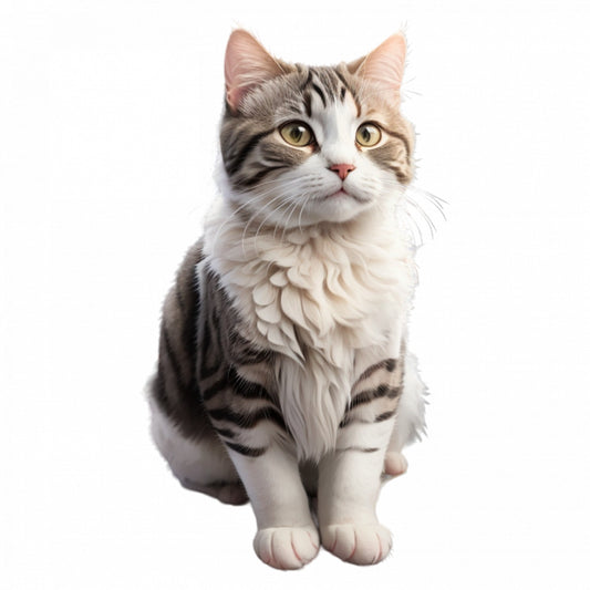 Set 3 bucati, Sticker decorativ, Pisica American wirehair, Rezistent la apa, NO196, 6 cm, Multicolor
