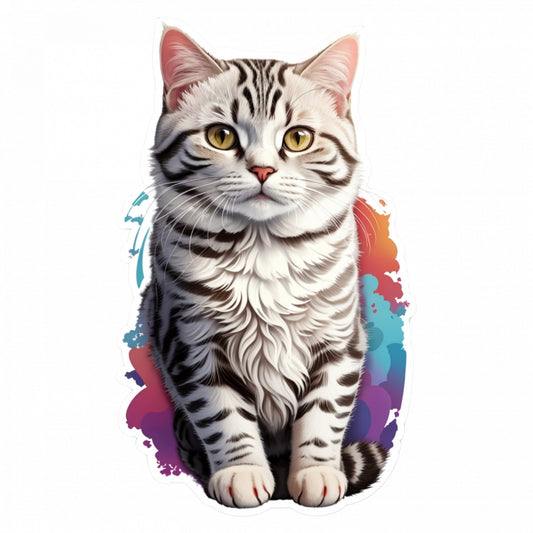 Set 3 bucati, Sticker decorativ, Pisica Americana cu par scurt, Rezistent la apa, NO199, 6 cm, Multicolor