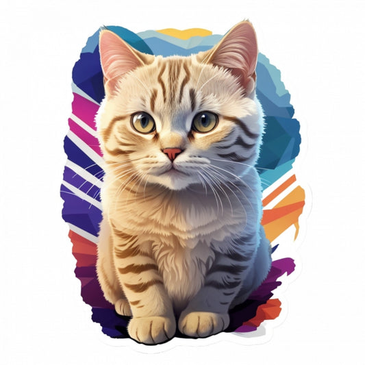 Set 3 bucati, Sticker decorativ, Pisica British shorthair, Rezistent la apa, NO273, 6 cm, Multicolor