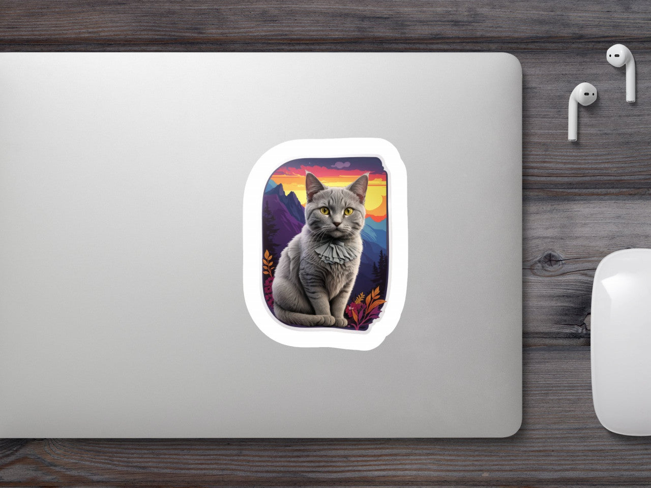 Set 3 bucati, Sticker decorativ, Pisica chartreux, cu funda Rezistent la apa, NO363, 6 cm, Multicolor