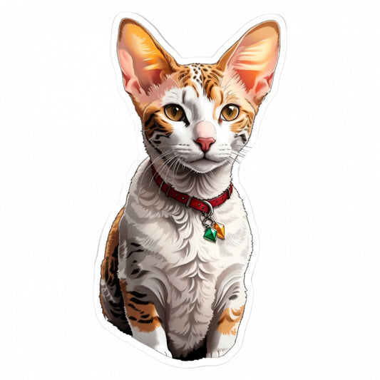 Set 3 bucati, Sticker decorativ, Pisica Cornish rex, Rezistent la apa, NO411, 6 cm, Multicolor