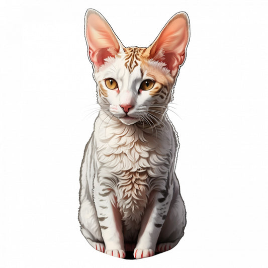Set 3 bucati, Sticker decorativ, Pisica Cornish rex, Rezistent la apa, NO412, 6 cm, Multicolor