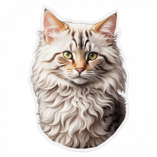 Set 3 bucati, Sticker decorativ, Pisica Laperm, Rezistent la apa, NO780, 6 cm, Multicolor