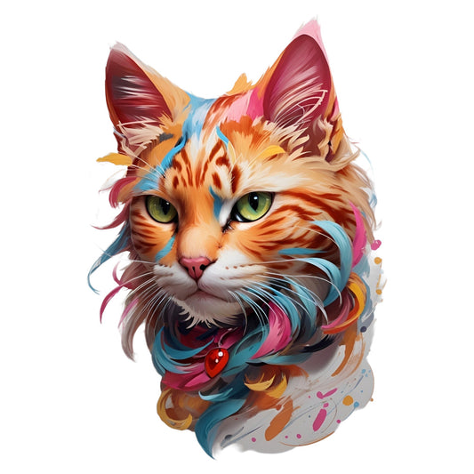 Set 3 bucati, Sticker decorativ, Pisicuta flacaruta, Rezistent la apa, NO1779, 6 cm, Multicolor