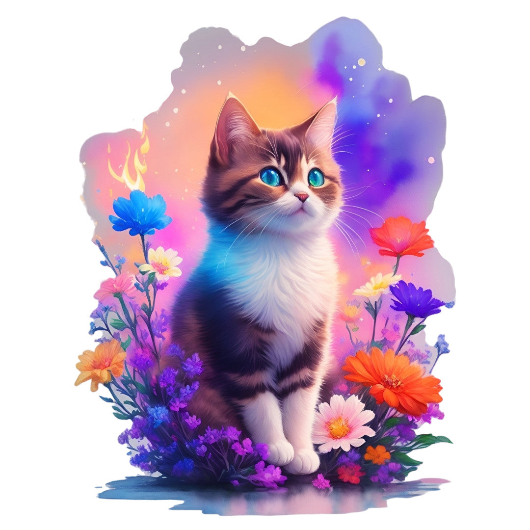 Set 3 bucati, Sticker decorativ, Pisicuta frumusica, Rezistent la apa, NO1441, 6 cm, Multicolor