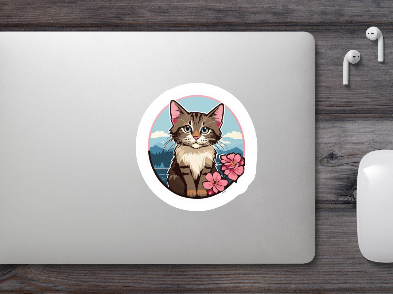 Set 3 bucati, Sticker decorativ, Pisicuta in peisaj, Rezistent la apa, NO2116, 6 cm, Multicolor