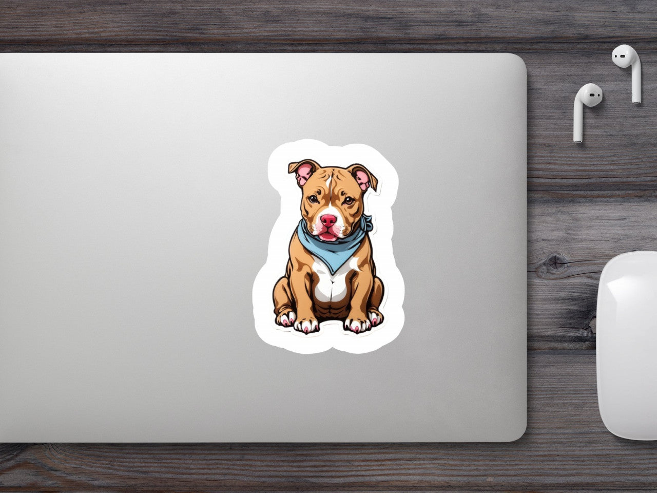 Set 3 bucati, Sticker decorativ, Pitt bull cu bandana, Rezistent la apa, NO2146, 6 cm, Multicolor