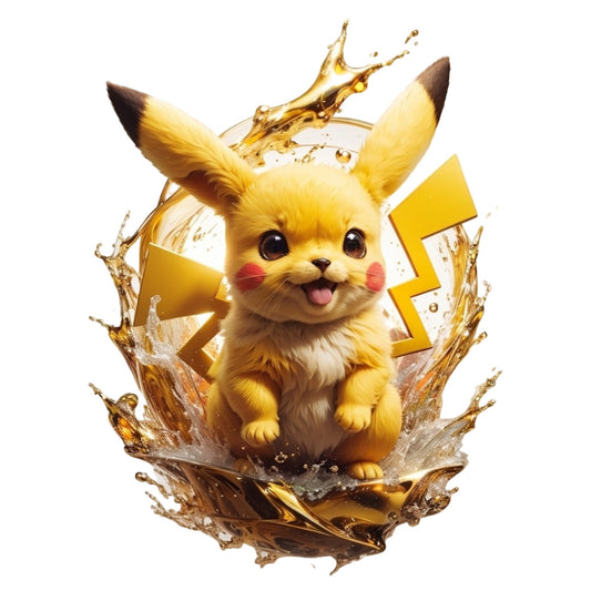 Set 3 bucati, Sticker decorativ, Pokemon Pikachu vesel, Rezistent la apa, NO2143, 6 cm, Multicolor