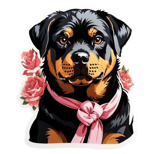 Set 3 bucati, Sticker decorativ, Rotweiler cu esarfa, Rezistent la apa, NO2161, 6 cm, Multicolor