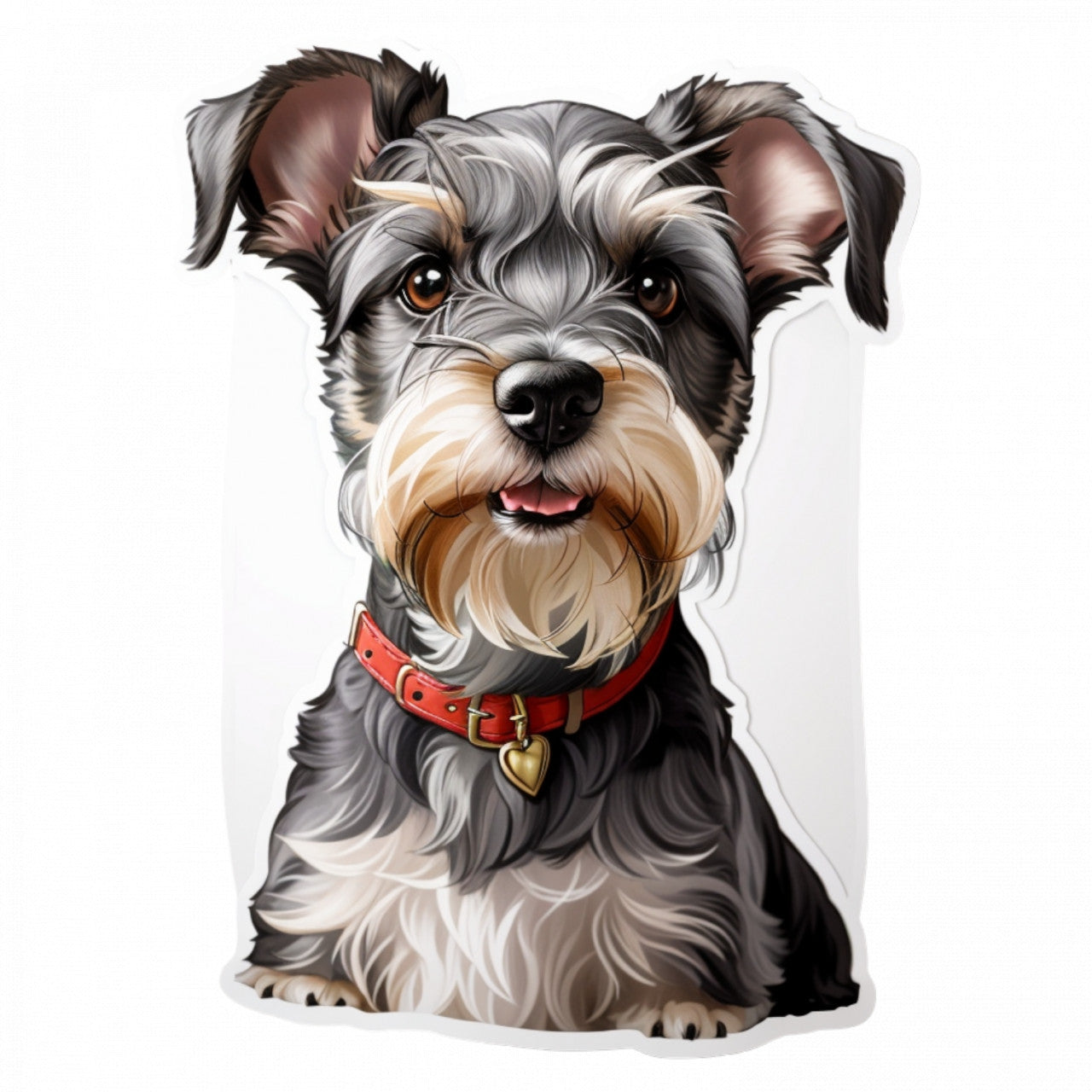 Set 3 bucati, Sticker decorativ, Schnauzer pitic cu medalion, Rezistent la apa, NO906, 6 cm, Multicolor