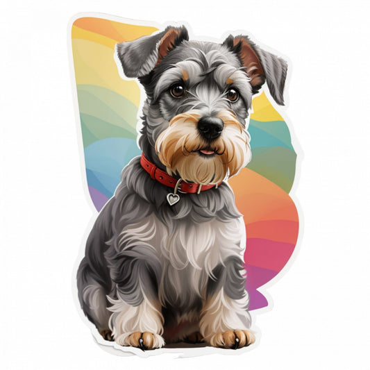 Set 3 bucati, Sticker decorativ, Schnauzer pitic, Rezistent la apa, NO905, 6 cm, Multicolor