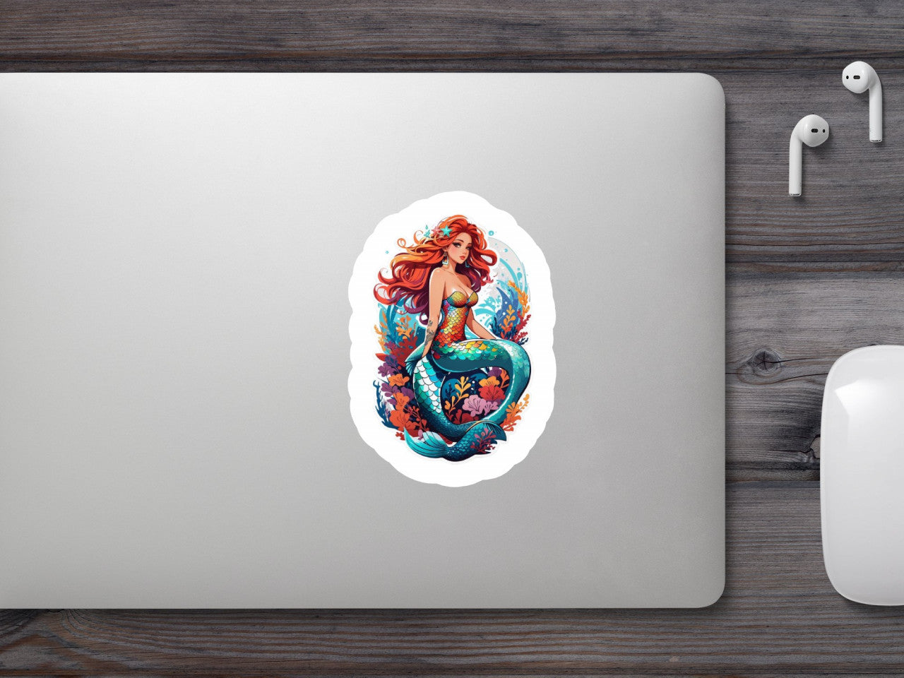 Set 3 bucati, Sticker decorativ, Sirena, Rezistent la apa, NO1568, 6 cm, Multicolor