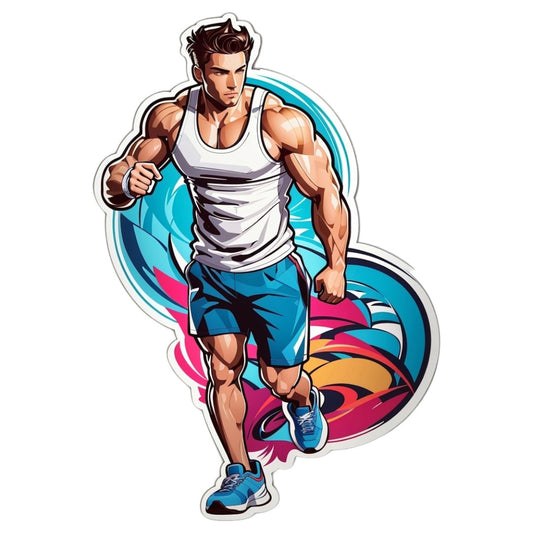 Set 3 bucati, Sticker decorativ, Sportiv facand jogging, Rezistent la apa, NO2069, 6 cm, Multicolor