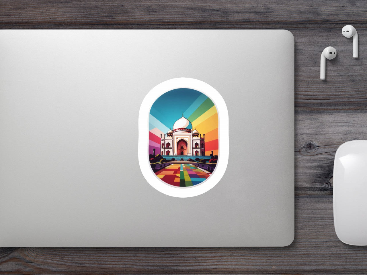 Set 3 bucati, Sticker decorativ, Taj Mahal, Rezistent la apa, NO469, 6 cm, Multicolor