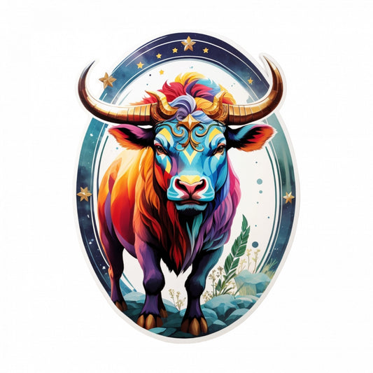Set 3 bucati, Sticker decorativ, Taur simbol zodia taur, Rezistent la apa, NO1281, 6 cm, Multicolor