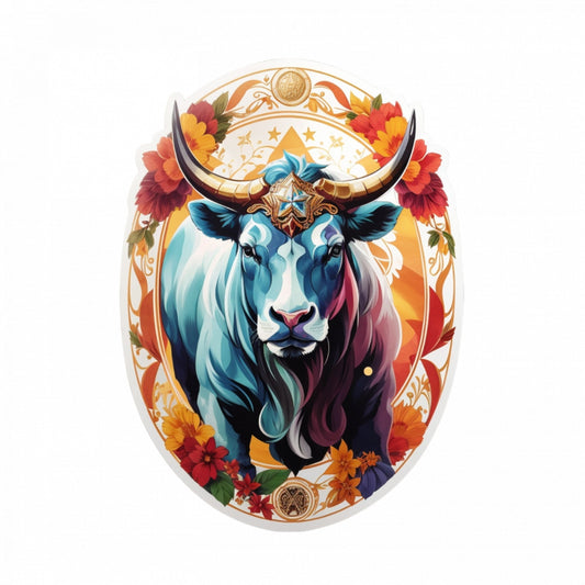 Set 3 bucati, Sticker decorativ, Taur simbol zodia taur, Rezistent la apa, NO1285, 6 cm, Multicolor