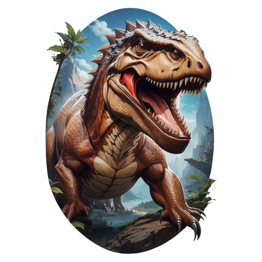 Set 3 bucati, Sticker decorativ, Tyrannosaurus rex in jungla, Rezistent la apa, NO2202, 6 cm, Multicolor