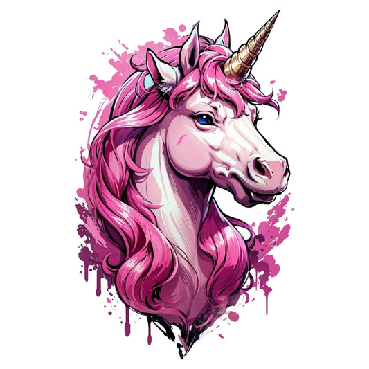 Set 3 bucati, Sticker decorativ, Unicorn cu bucle, Rezistent la apa, NO1819, 6 cm, Multicolor