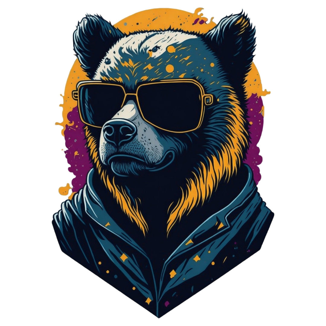 Set 3 bucati, Sticker decorativ, Ursul cool, Rezistent la apa, NO1487, 6 cm, Multicolor