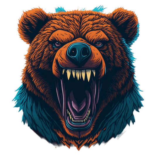 Set 3 bucati, Sticker decorativ, Ursul fioros, Rezistent la apa, NO1601, 6 cm, Multicolor