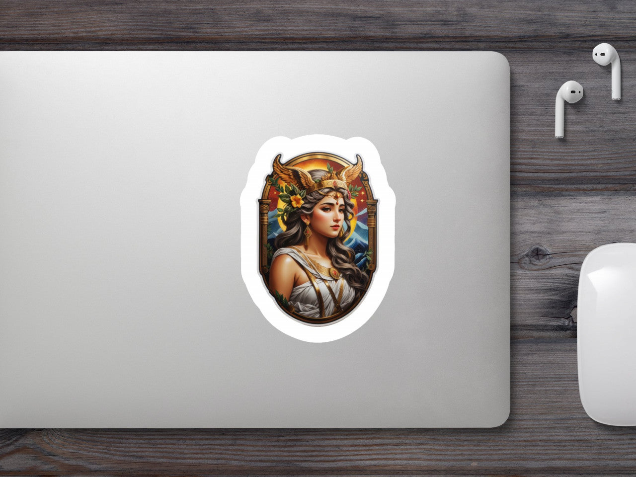 Set 3 bucati, Sticker decorativ, Zeita greaca Artemis bust, Rezistent la apa, NO144, 6 cm, Multicolor