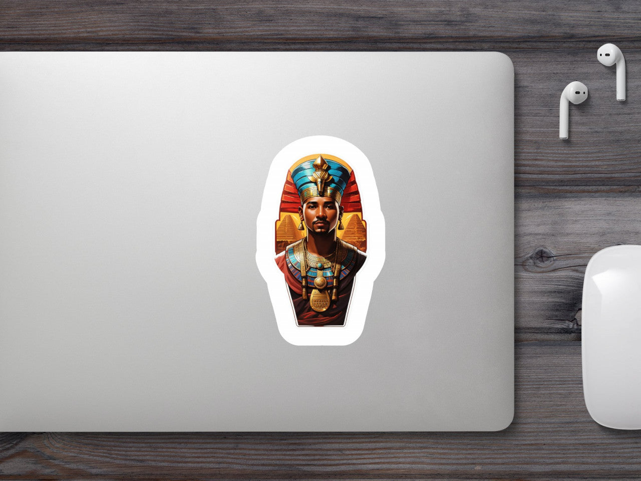 Set 3 bucati, Sticker decorativ, Zeu egiptean Imhotep cu medalion, Rezistent la apa, NO736, 6 cm, Multicolor