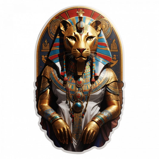 Set 3 bucati, Sticker decorativ, Zeu egiptean Sekhmet, Rezistent la apa, NO1187, 6 cm, Multicolor