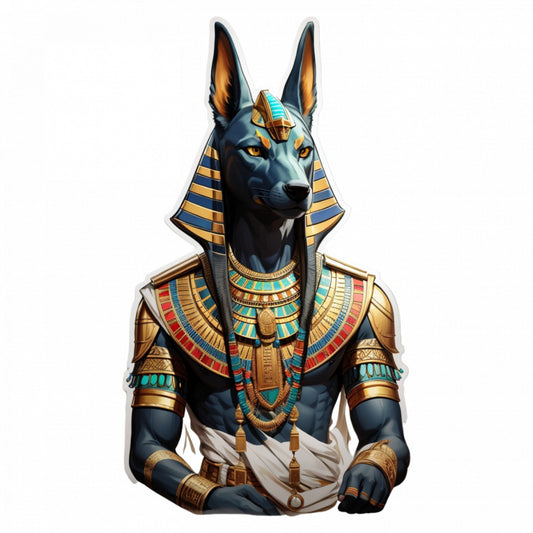 Set 3 bucati, Sticker decorativ, Zeul egiptean Anubis, Rezistent la apa, NO168, 6 cm, Multicolor