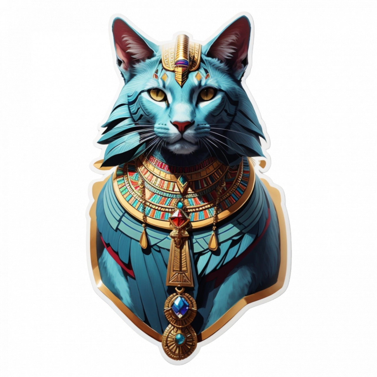 Set 3 bucati, Sticker decorativ, Zeul egiptean Bastet, Rezistent la apa, NO72, 6 cm, Multicolor