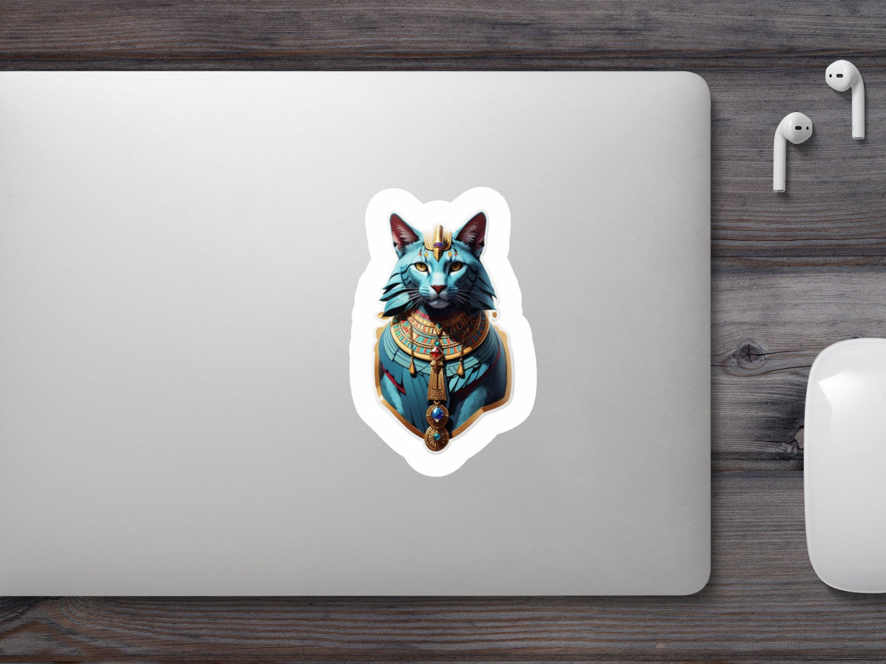 Set 3 bucati, Sticker decorativ, Zeul egiptean Bastet, Rezistent la apa, NO72, 6 cm, Multicolor