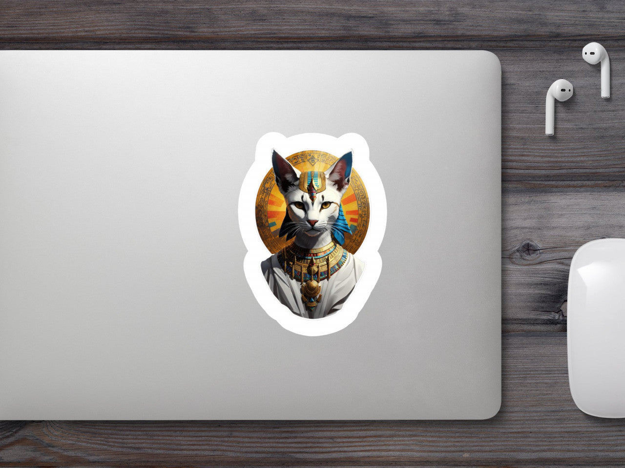 Set 3 bucati, Sticker decorativ, Zeul egiptean Bastet, Rezistent la apa, NO74, 6 cm, Multicolor