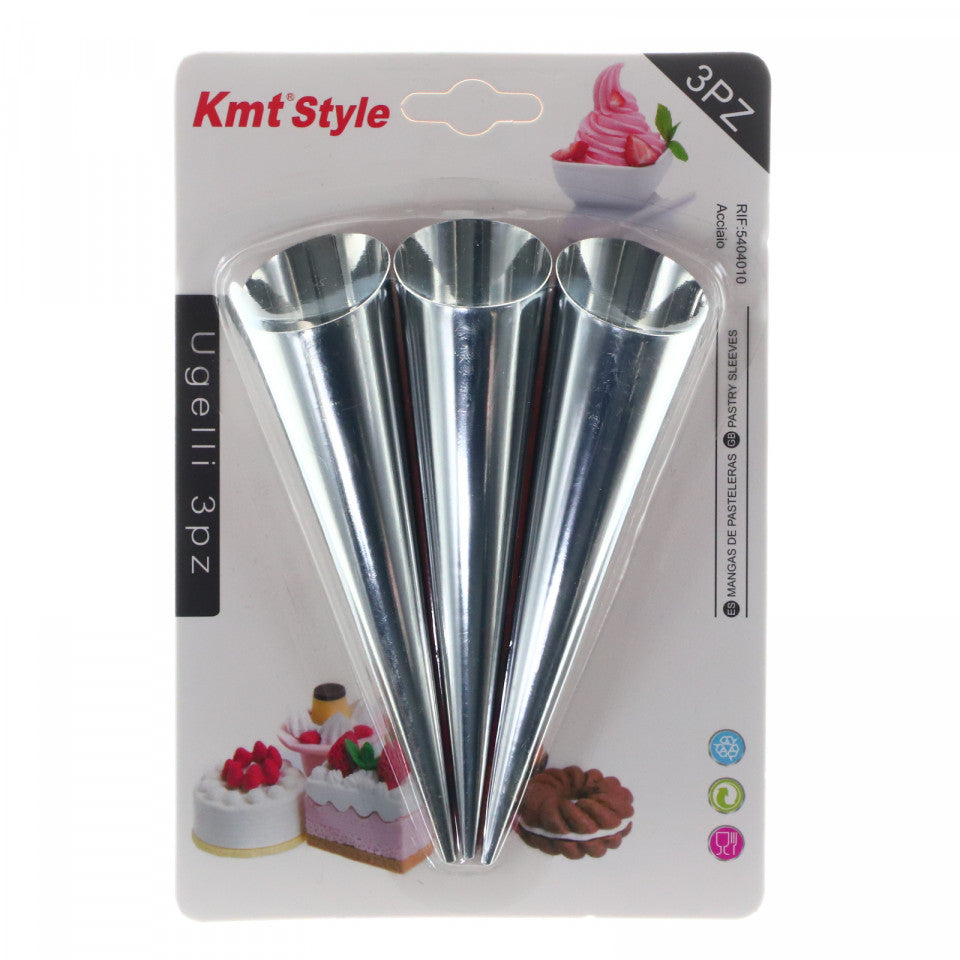 Set 3 bucati, Ustensile de cofetarie pentru ornat sau umplere prajituri, Inox, 14 cm