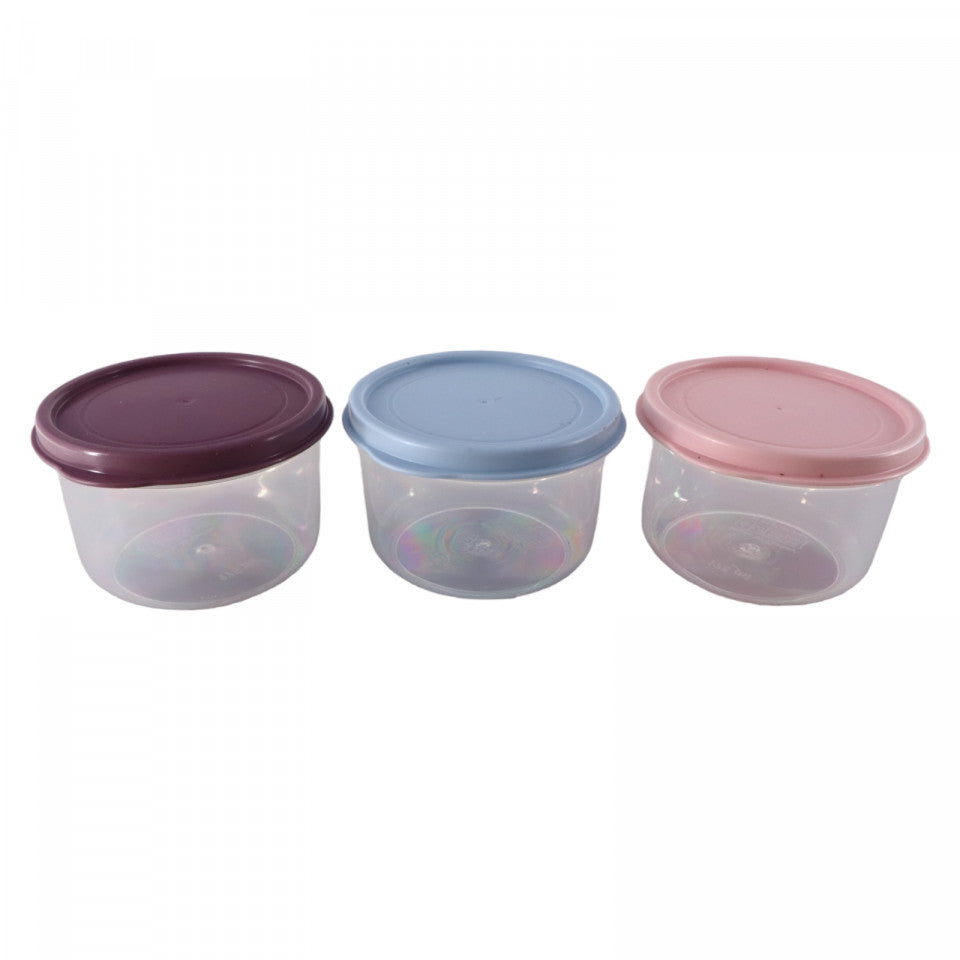 Set 3 caserole, Capac ermetic, NO42, 175 ml, 80 x 80 x 55 mm, Multicolor