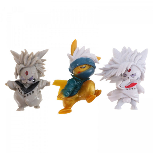 Set 3 figurine, Pokemon Pikachu Naruto Cosplay, NO786, 3 ani, 8 cm, Multicolor