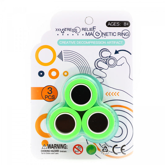 Set 3 inele magnetice antistres, Verde