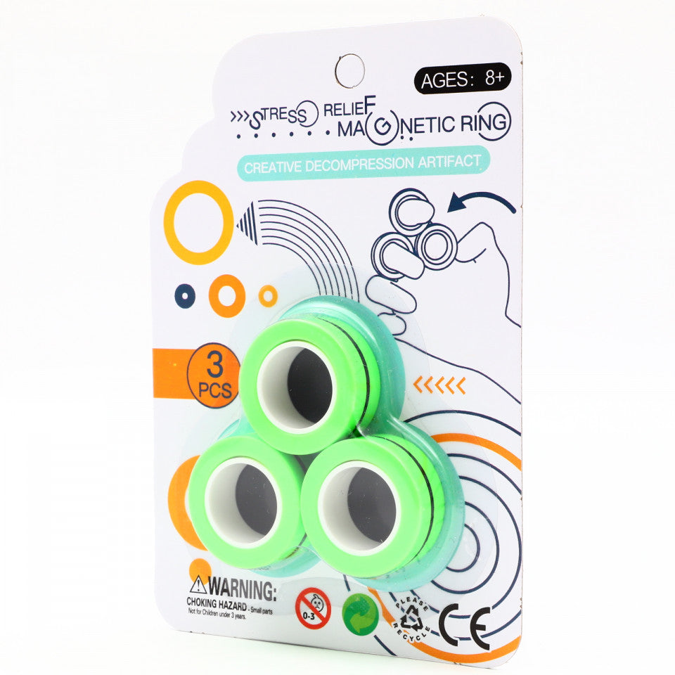 Set 3 inele magnetice antistres, Verde