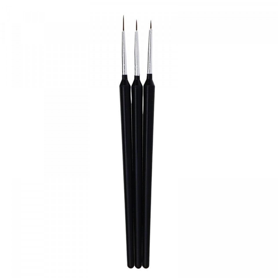 Set 3 pensule profesionale Gel Unghii, 12 cm, Negru