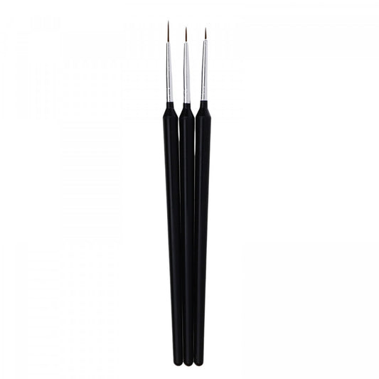 Set 3 pensule profesionale Gel Unghii, 12 cm, Negru
