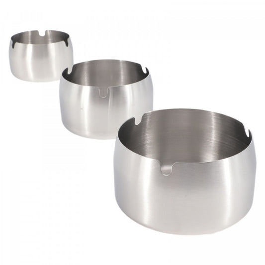 Set 3 scrumiere, Inox, 10 - 9 - 8 cm, Argintiu