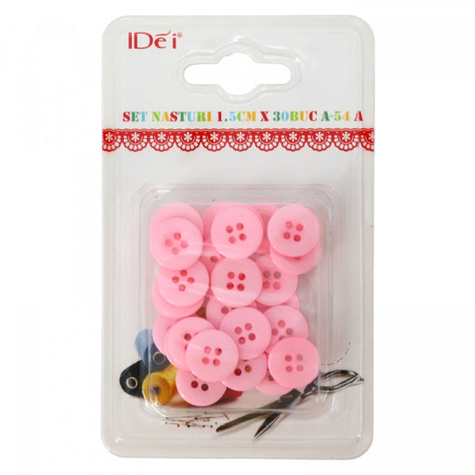 Set 30 buc, Nasturi, NO9587, 1.5 cm, Roz