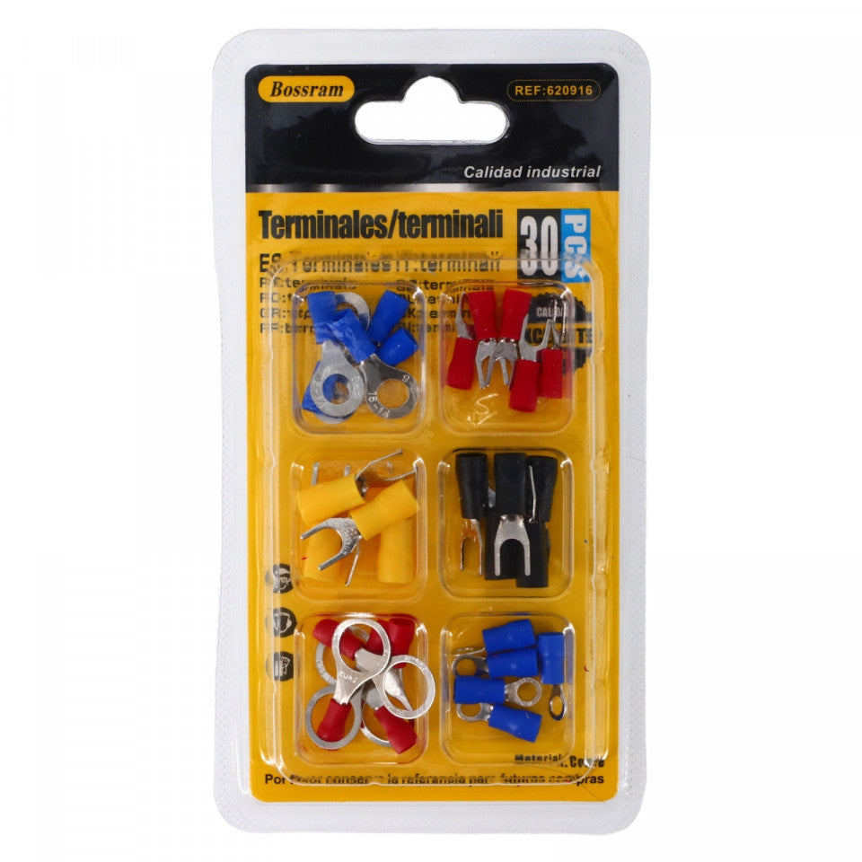 Set 30 de conectori si papuci pentru cabluri electrice, NO423, 2.5 cm, Multicolor