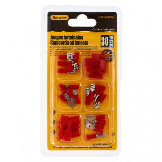 Set 30 Papuci si conectori pentru cabluri electrice, Rosu