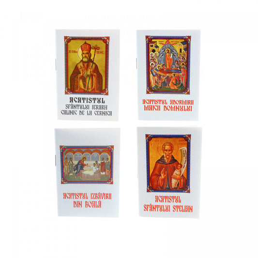 Set 4 buc, Acatistul Adormirii Maicii Domnului, Acatistul Sf. Ierarh Calinic de la Cernica, Acatistul izbavirii din boala si Acatistul Sf. Stelian - Ocrotitorul copiilor