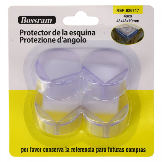 Set 4 buc, Protectie anticoliziune pentru copii, protectie colturi mobila, NO5421, 43 x 43 x 19 mm, Transparent