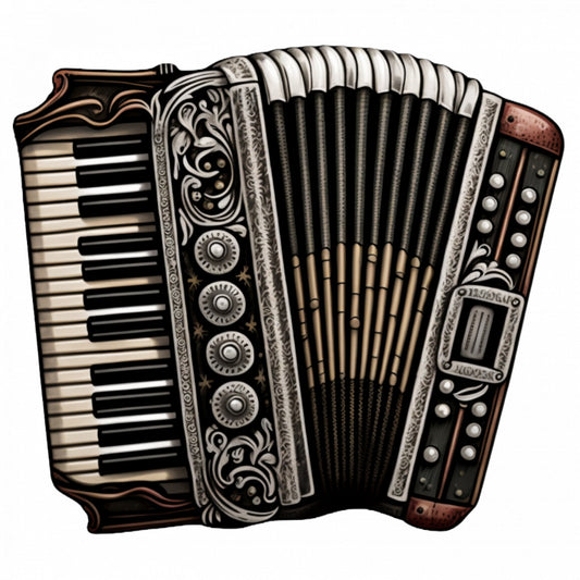 Set 4 bucati, Sticker decorativ, Acordeon, Rezistent la apa, NO7906, 10 cm, Multicolor