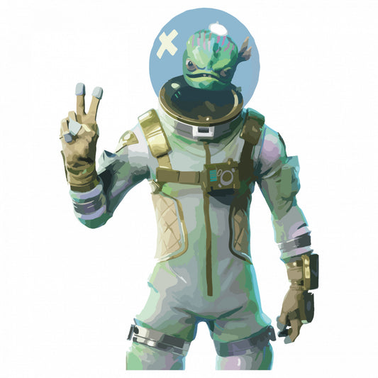Set 4 bucati, Sticker decorativ, Alien verde Fortnite, Rezistent la apa, NO7937, 10 cm, Multicolor