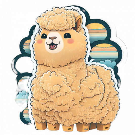 Set 4 bucati, Sticker decorativ, Alpaca de munte, Rezistent la apa, NO7938, 10 cm, Multicolor