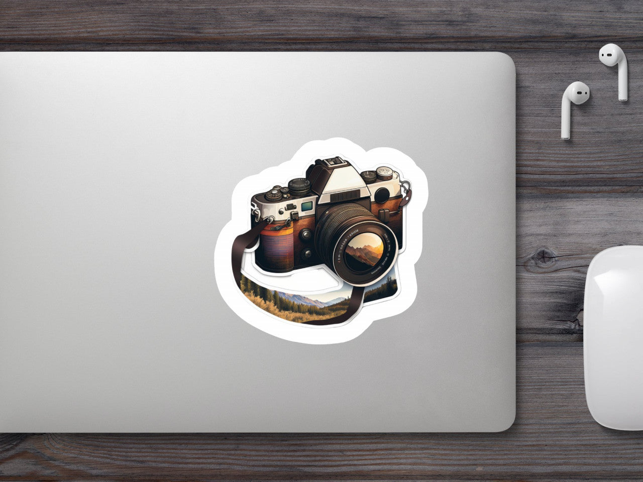 Set 4 bucati, Sticker decorativ, Aparat de fotografiat, Rezistent la apa, NO7978, 10 cm, Multicolor