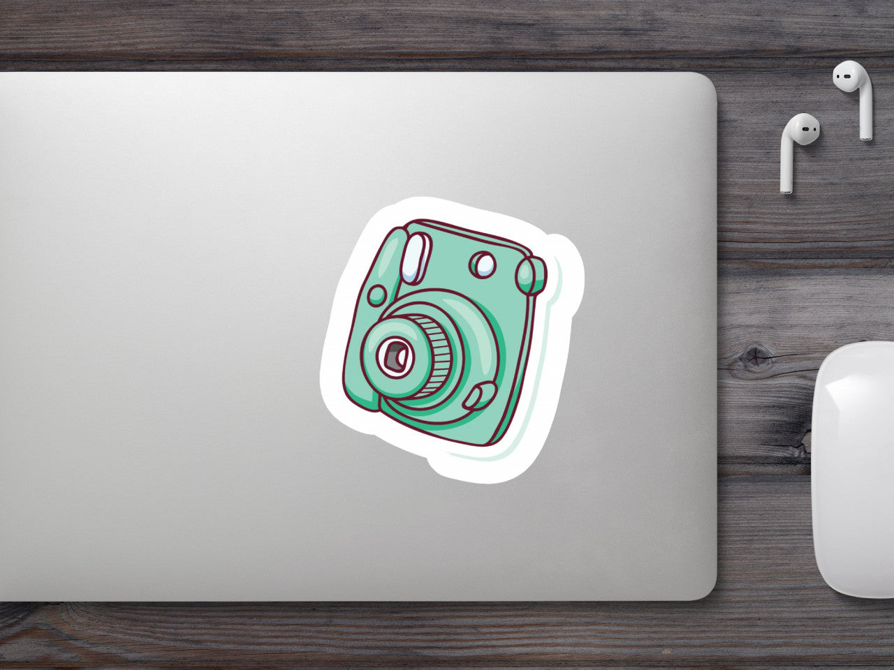 Set 4 bucati, Sticker decorativ, Aparat fotografii retro, Rezistent la apa, NO7979, 10 cm, Multicolor