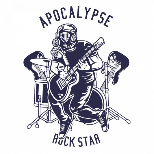 Set 4 bucati, Sticker decorativ, Apocapyse Rock Star, Rezistent la apa, NO7980, 10 cm, Multicolor